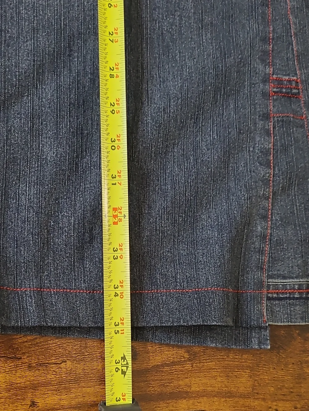 Vezucci Denim Maxi Skirt with Red Contrast Stitching size 16